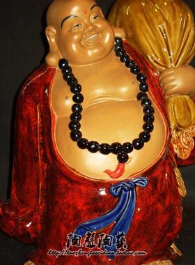 客厅酒柜摆件玄关佛手中式福湾家居财弥勒笑公仔工特富贵陶瓷石