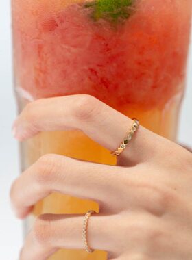 女士小小镶嵌饰品】感间隔戒指【优雅百搭锆石灵魂精致立体蜂巢器