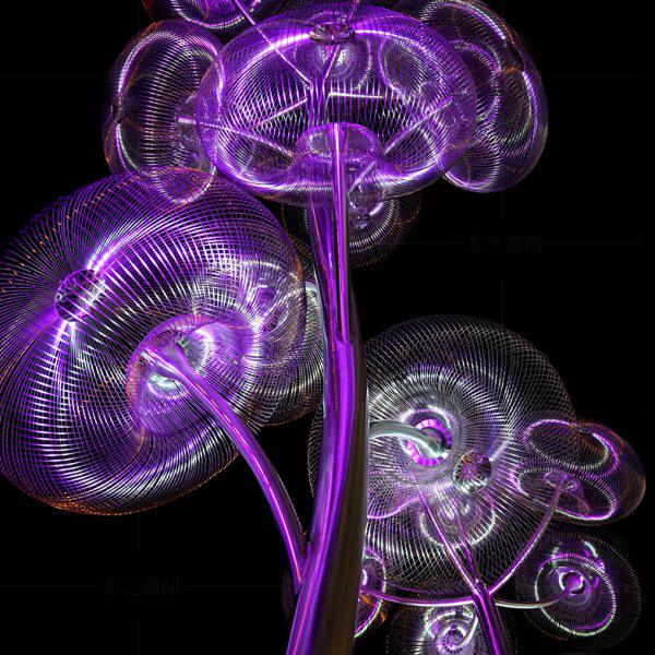 灯之源创树形水母蒲公英本花朵广场美陈不锈钢雕塑公园大灯户外灯