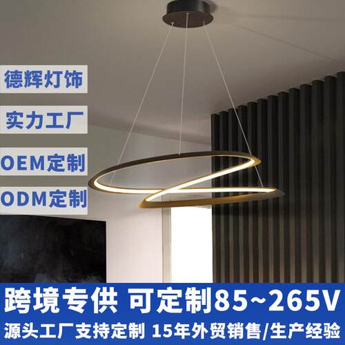 现代圆环吊灯客厅极简酒店民宿led灯 创意轻奢风北欧餐厅吊灯跨境