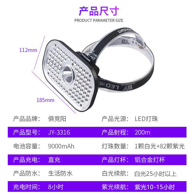 82led泛光紫光灯蝎子灯照蝎子专用头戴式手提两用豆虫灯验钞灯