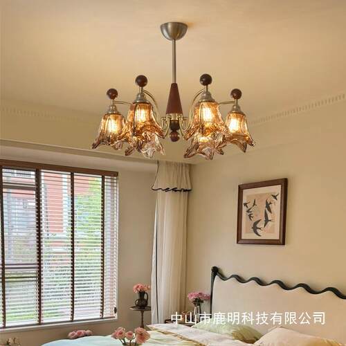法式美拉德琥珀玻璃吊灯中古风复古客厅温馨卧室餐厅吧台装饰吊灯