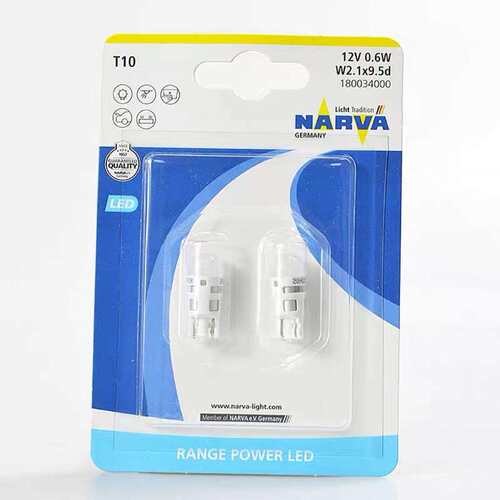 德国利华NARVA汽车LED示宽灯牌照灯T10车内灯前后排尾箱灯泡6000K