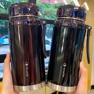 不锈钢保温壶超大容量带过滤网中老年人喝水杯子复古风保温杯家用