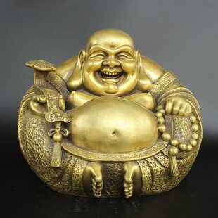 纯铜大肚开大弥勒佛笑佛圆如意弥勒佛摆件佛常肚供笑口