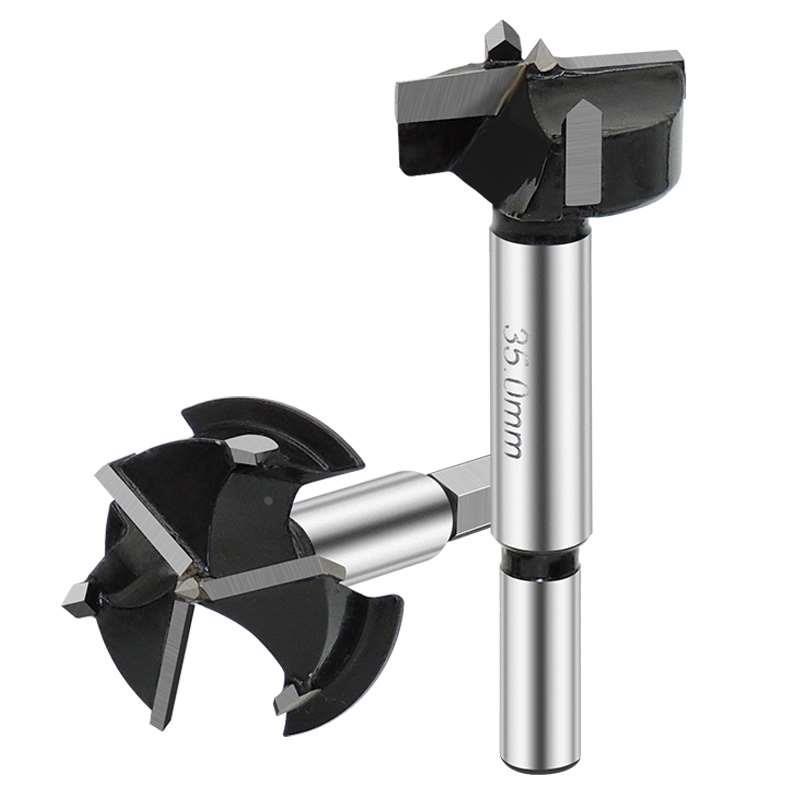 木工开孔器带限位铰炼35mm专业柜门飞机合N页三刃合金钻头六角柄