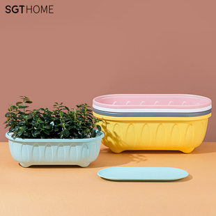 花盆塑料长方形多肉盆栽大口径绿萝吊兰家用创意个性 阳台种菜盆