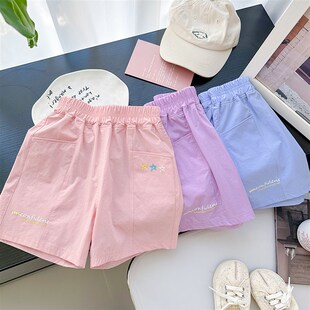 儿童夏装 2025新款 休闲裤 女孩宽松沙滩裤 女童短裤 速干洋气热裤 夏季