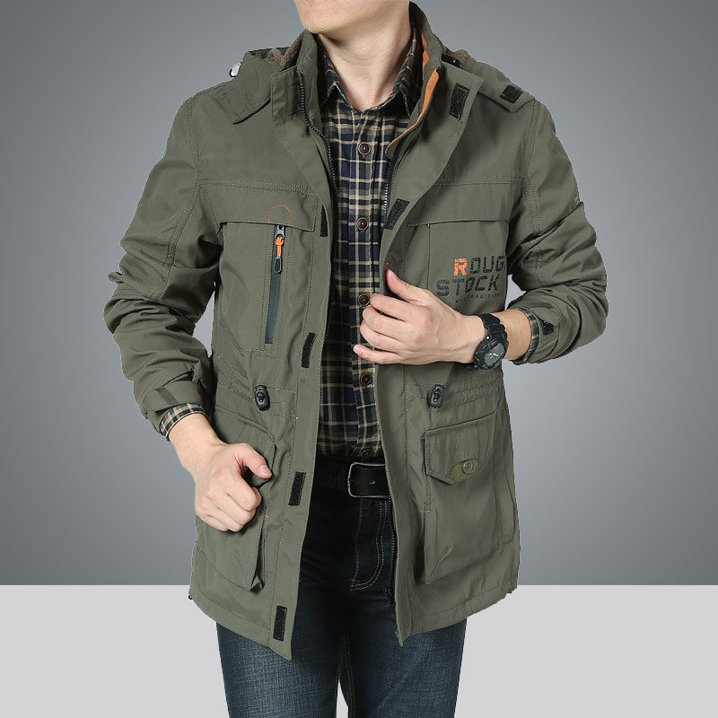 春秋季夹克男中长版冲锋衣薄款工装户外防风衣休闲速干多口袋外套,男装,夹克,淘宝优惠券,粉丝福利购,淘宝优惠卷