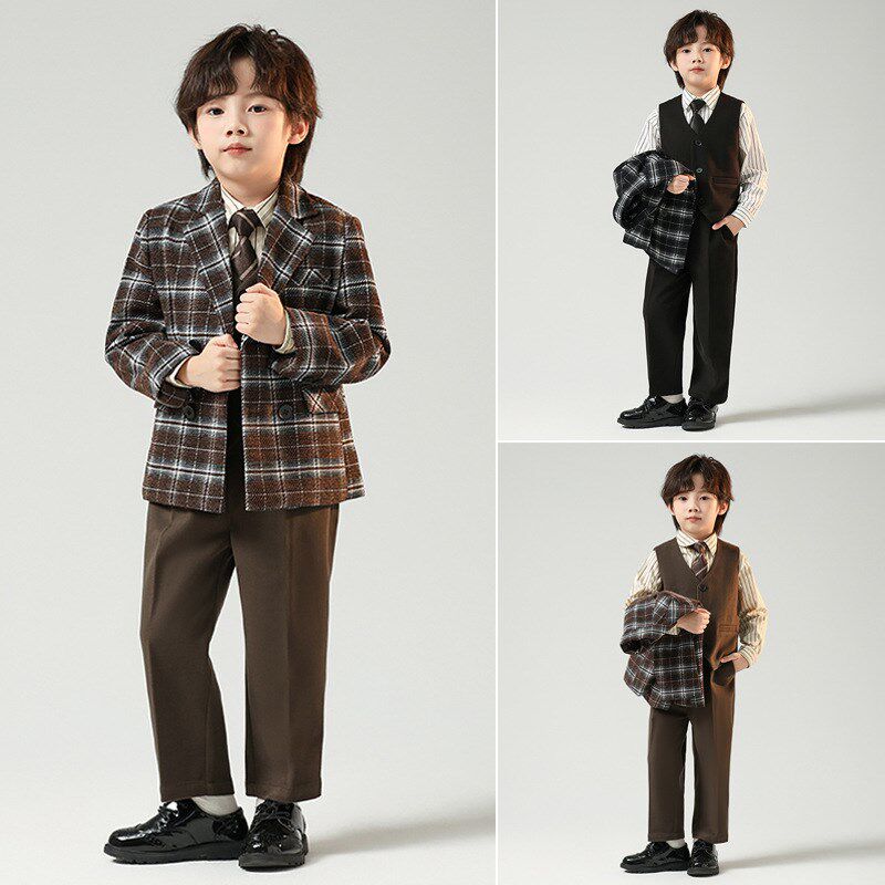 儿童西装休闲套装男童花童婚礼服钢琴演出表演服主持人小西服外套