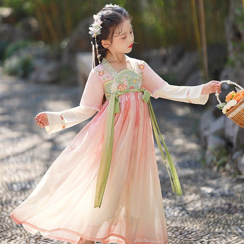 新款汉服女童春夏款儿童中国风古装襦裙超仙小女孩夏季唐装连衣裙
