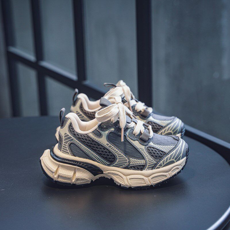 男童潮款洋派老爹鞋防滑透气儿童魔术贴运动鞋女童时尚休闲