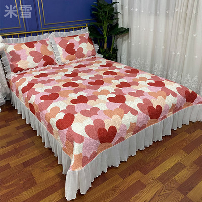 网红全棉床盖三件套绗缝加厚纯棉床单单件纯棉被套可水洗床垫毯子