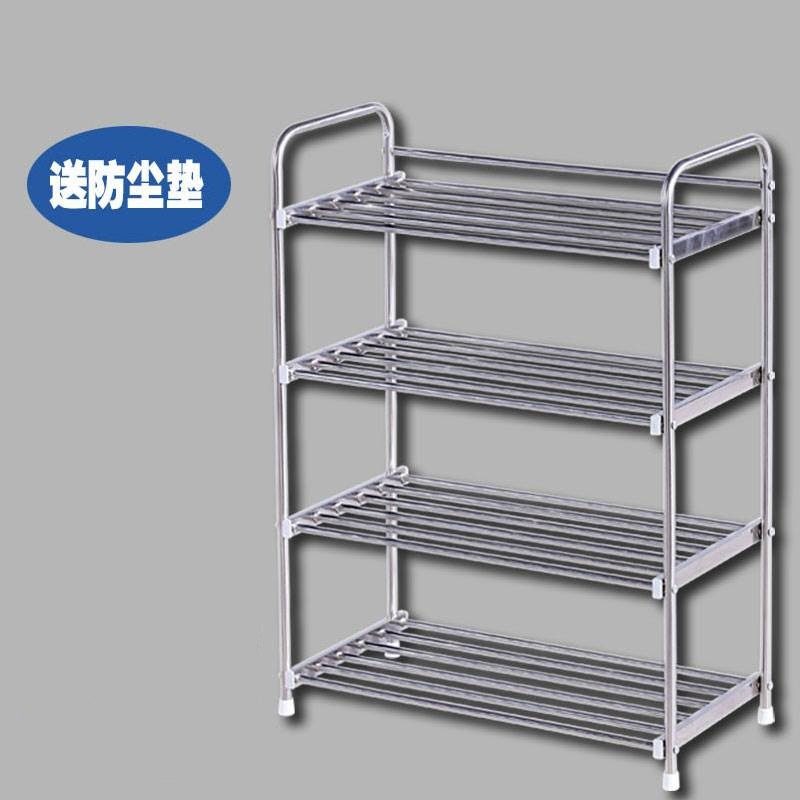 家用特厚不锈钢铝合金鞋柜多层门口加厚加粗鞋架子50-55-65cm长