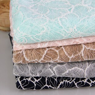 锦涤双色针织镂空蕾丝面料 无弹力时装薄网纱蕾丝布料 新款现货