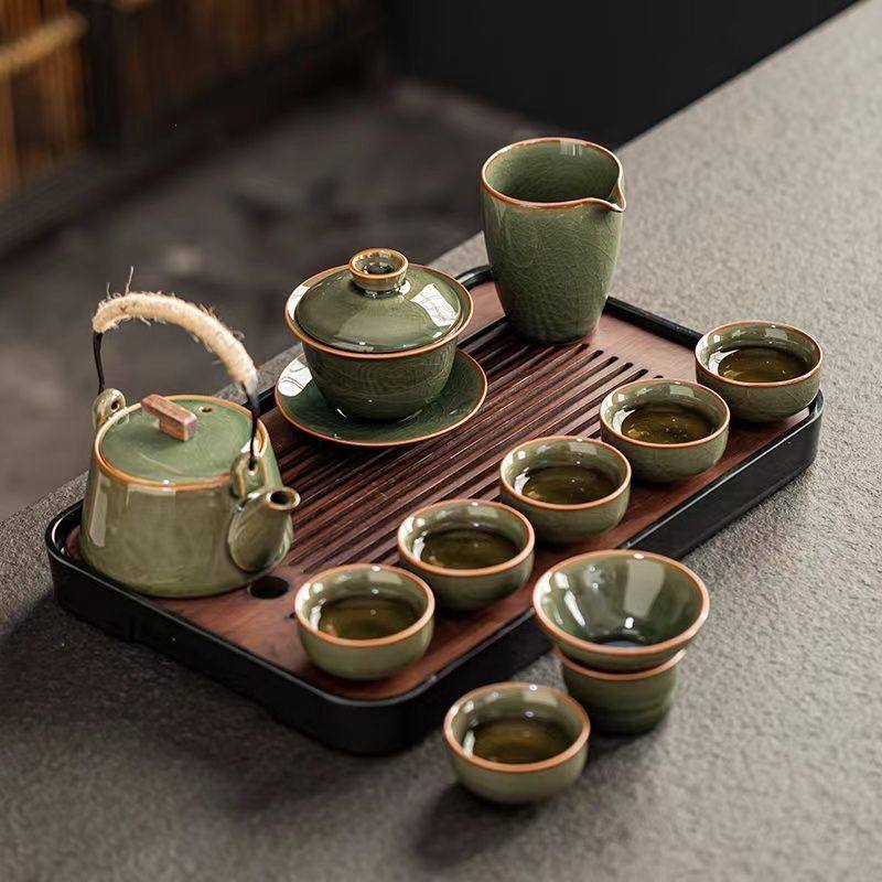 哥窑功夫茶具套装家用高档整套陶瓷茶壶会客泡茶轻奢中式茶杯,餐饮具,整套茶具,淘宝优惠券,粉丝福利购,淘宝优惠卷