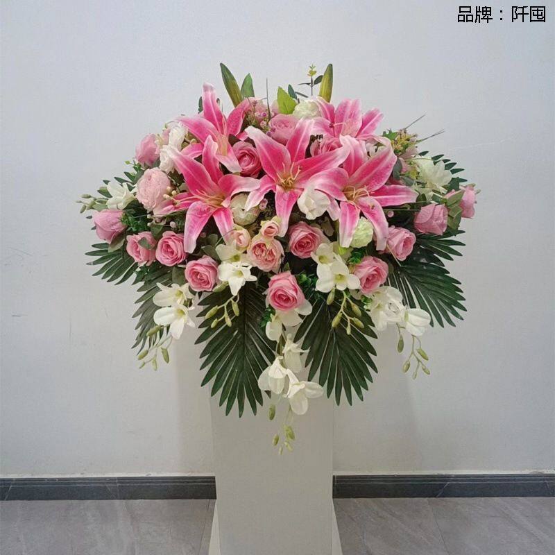 挂式演讲台仿真花发言台假花花艺讲座商务会议主席台装饰摆桌绢花