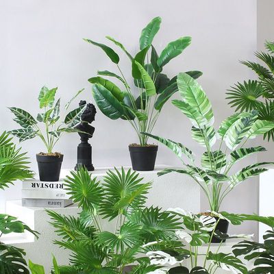 北欧风植物龟背竹盆栽芭蕉叶假绿植庭院摆件家居室内景观盆景