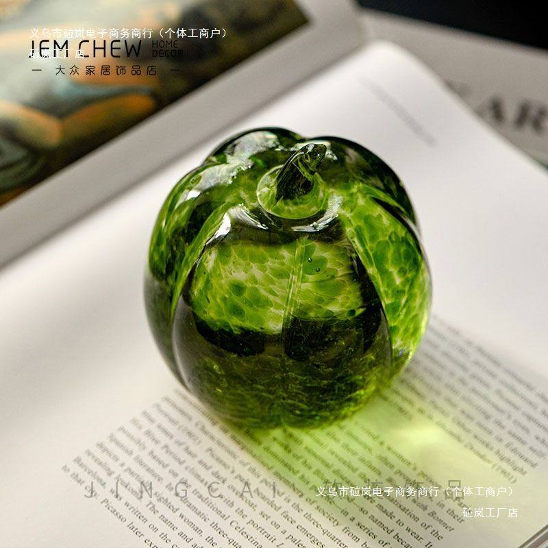 彩色家具玻璃摆件展厅创意现代桌面苹果梨水果轻奢极简书房饰品桌