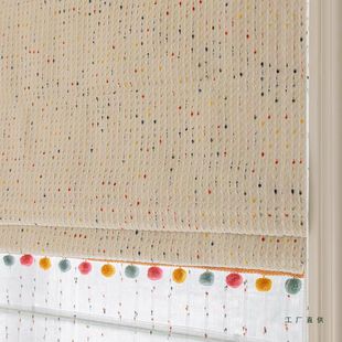 新款双层日夜罗马帘法式奶油风小窗升降阳台书房儿童房飘窗折叠帘