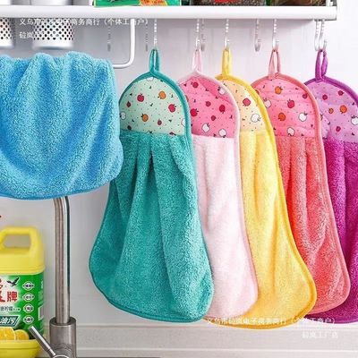 可爱手帕卫生间珊瑚绒家用擦手巾挂式毛巾吸水可厨房加厚手布抹布