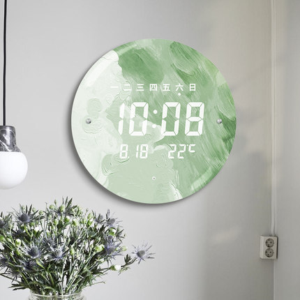 LED钟表挂钟客厅2023新款侘寂风时钟现代简约挂墙时尚装饰挂表
