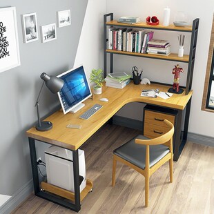 北欧实木家用办公桌书房转角单人台式 电脑桌简约小户型房间写字台