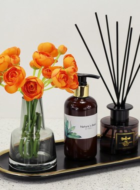 卫生间洗手台香薰洗手液托盘套装卫浴软装样板间壁龛饰品花艺摆件