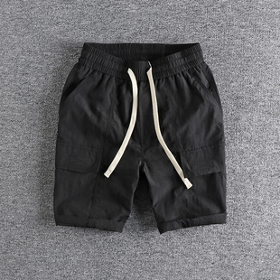 大口袋宽松直筒五分裤 男纯色潮流工装 子 凉爽速干面料休闲短裤 夏季