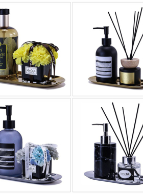 轻奢样板间大理石瓷砖卫浴摆件厕所软装饰品化妆室展厅浴室柜托盘