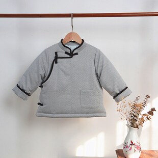 儿童冬季新中式斜襟唐装汉服棉衣男宝覆古帅气礼服国风棉袄拜年服