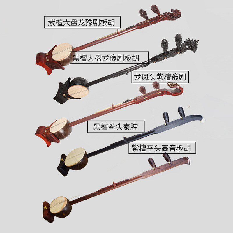 板胡乐器专业演奏初学秦腔黑檀紫檀平头龙头高音中音河南豫剧板胡