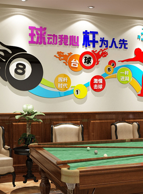 桌球室台球厅墙面装饰品海报贴纸壁画俱乐部前吧台背景工业风布置