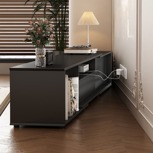 实木抽屉电视柜高端轻奢收纳储物边柜组合高低设计感伸缩式2米长