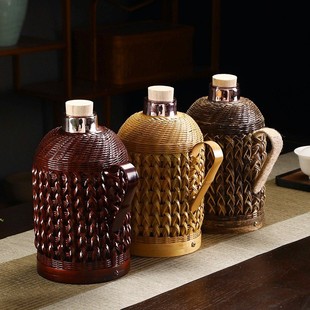 家用竹编热水瓶老式暖壶复古保温壶竹子外壳暖水壶开水瓶玻璃内胆