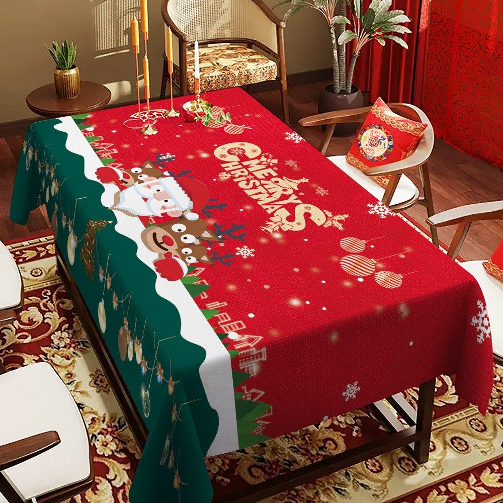 圣诞节桌布新年氛围感美式红色喜庆节日派对装饰台布餐桌布艺防水,居家布艺,桌布,淘宝优惠券,粉丝福利购,淘宝优惠卷