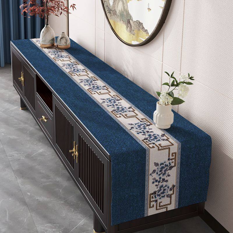 新中式客厅电视柜桌布感餐边柜台面防尘盖巾玄关入户鞋柜盖布工厂
