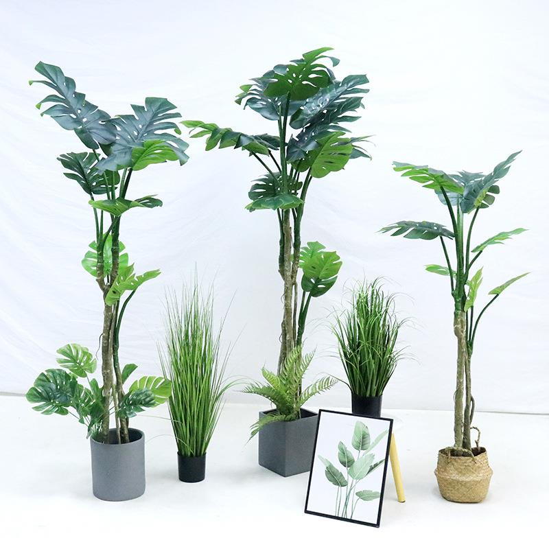 仿真龟背叶植物盆栽摆件设龟背竹室内客厅大型落地北欧风装饰绿植