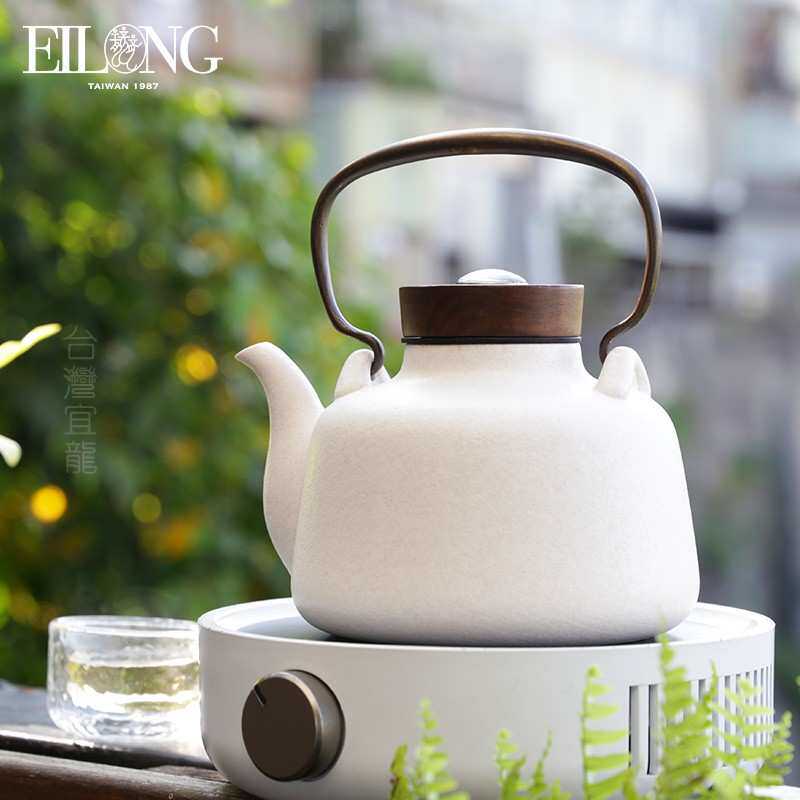 宜龙月泉感温式陶壶手工铜把提梁煮茶壶烧水壶家用茶具电陶炉茶壶