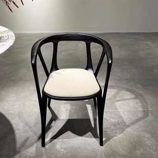 北美黑胡桃实木餐椅复古椅子现代简约艺术创意白蜡木茶桌主人椅