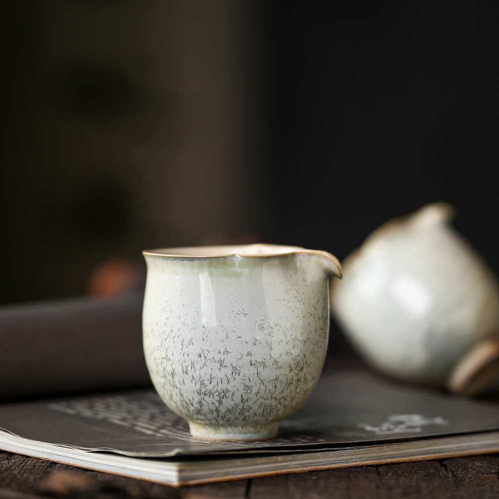 景德镇全手工松针系列套组窑变茶具 手工葫芦公道杯主人杯品茶杯