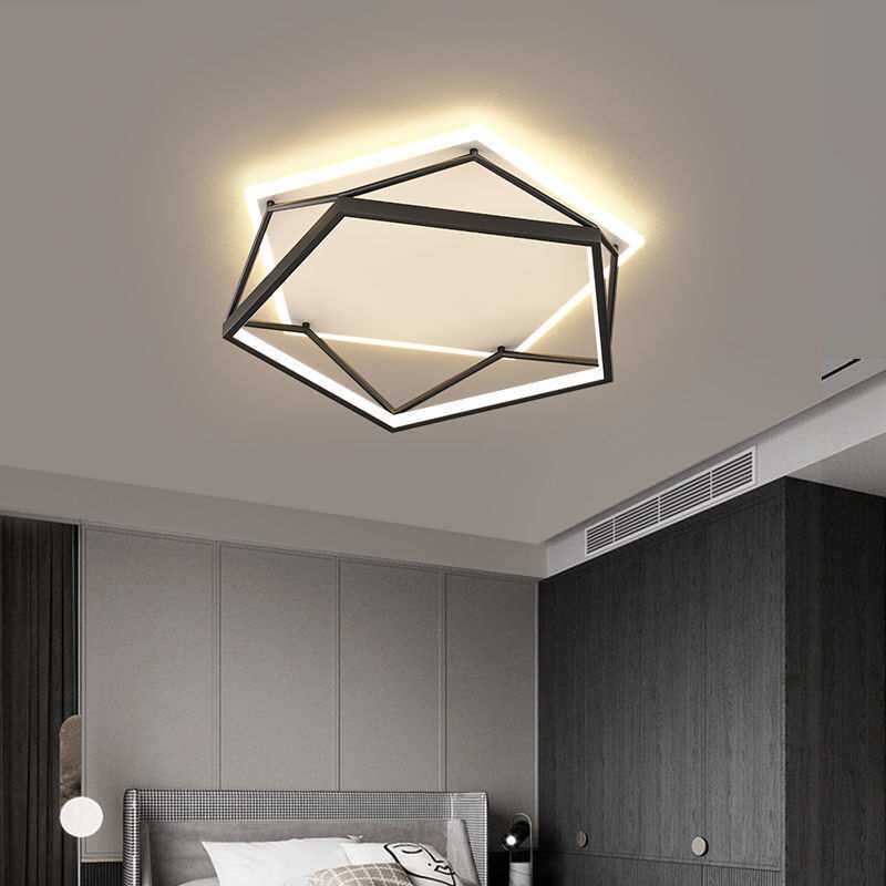 北欧主卧室灯几何灯创意个性菱形镂空灯简约现代led吸顶灯书房灯