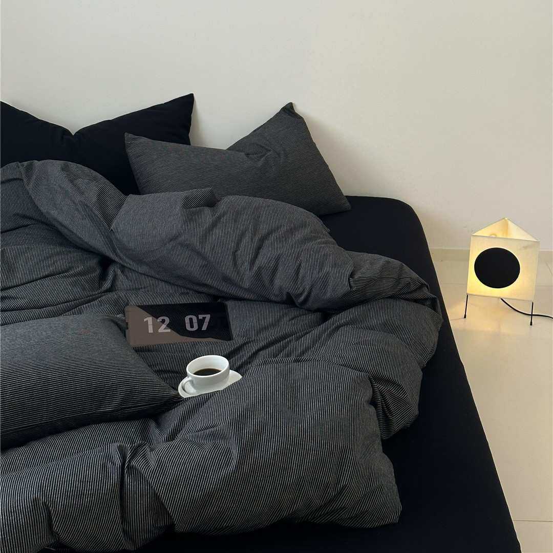 小众高级暗黑工业风全棉水洗棉三四件套 四季款亲肤透气床品家纺