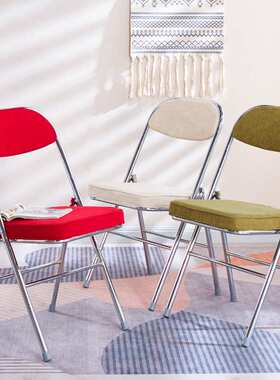 折叠椅子简约现代中古加厚靠背餐椅火锅店烧烤大排档红色椅子