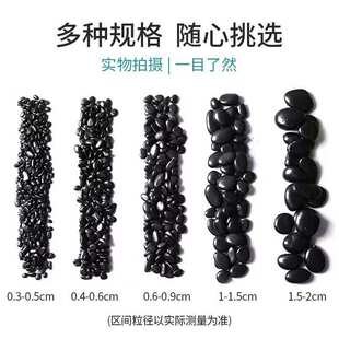 黑色精抛光小石子鹅卵石石头花盆鱼缸造景装饰铺路天然圆润石子