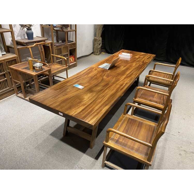 胡桃木茶桌实木大板桌原木画案办公桌茶台餐桌家具