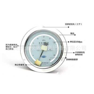 阳泉仪表厂轴向精密压力表YB150ZT高精度0.4级全不锈钢带边压力表