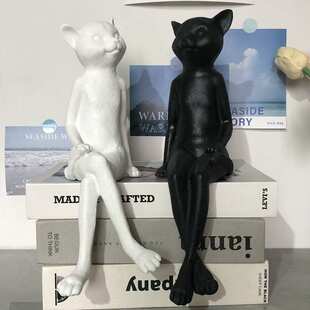 现代简约创意情侣猫咪树脂摆件 家居书房卧室装饰品摆件 趣味摆件