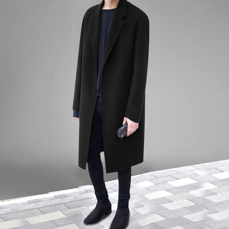 2024冬季韩版青年羊绒呢子大衣中长款英伦风衣男毛呢外套加厚过膝