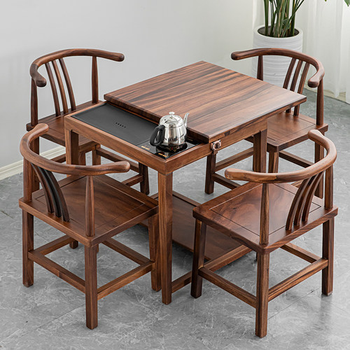 新中式四方桌阳台推拉实木茶台正方形泡茶桌掼蛋桌简约多功能小桌